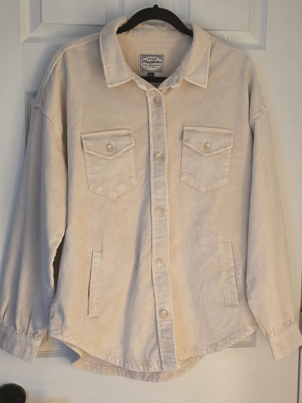 Flag And Anthem - Light Beige Corduroy Shacket - Women’s Jacket & Coat - Large